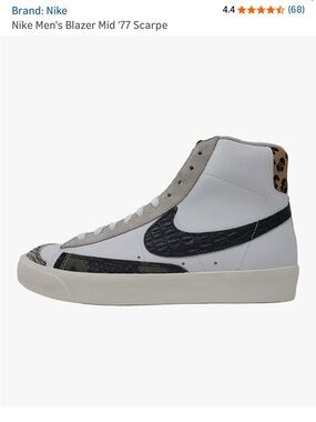 Nike Women's Blazer Mid '77 - White, Black, Tan Leopard Accent